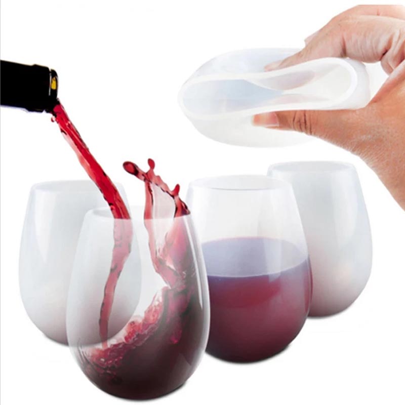 Casas de vino de silicona inquebrantables de 12 oz, copas reutilizables a prueba de vino Shatterport para fiestas, campamentos, playas y botes, copas de vino de silicona sin tallo, lúpulo hippie,