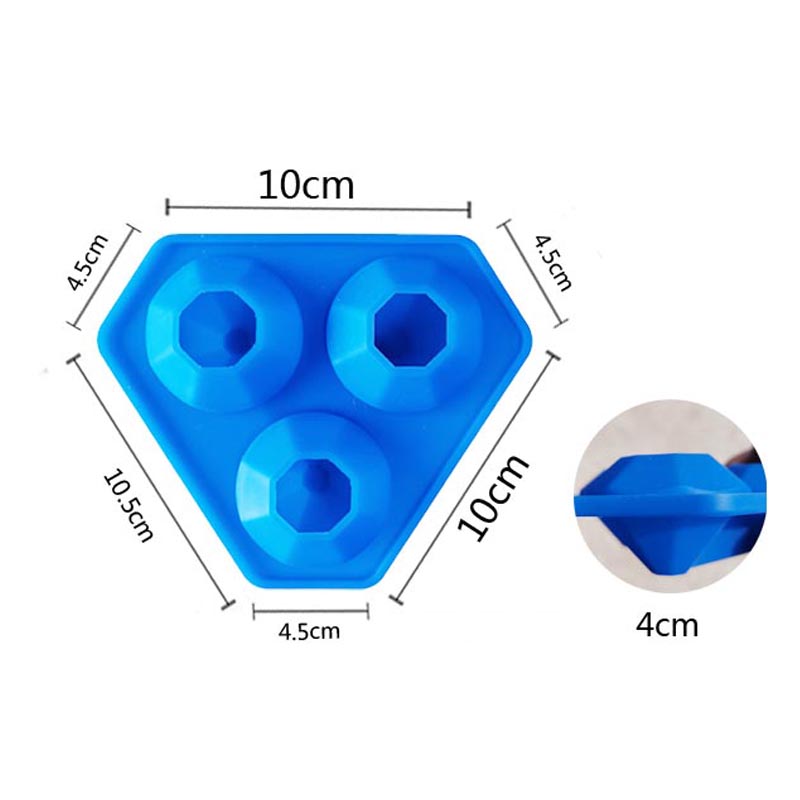 3 agujeros Bandeja de molde de silicona de diamantes de diamantes de silicona para bombas de baño de whisky, dulces, jabón y manualidades de bricolaje, lavavajillas, reutilizables