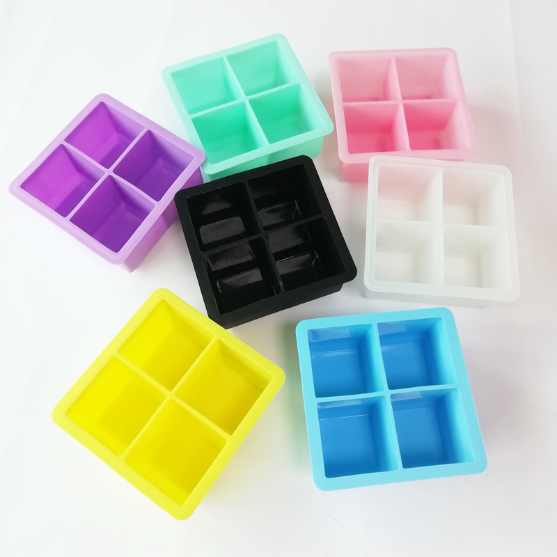 Silicone Ice Cube Combo Combo redondo Bola de hockey de hockey Molde de bandeja de cubos de hielo (4pcs Cubo de hielo redondonegro)