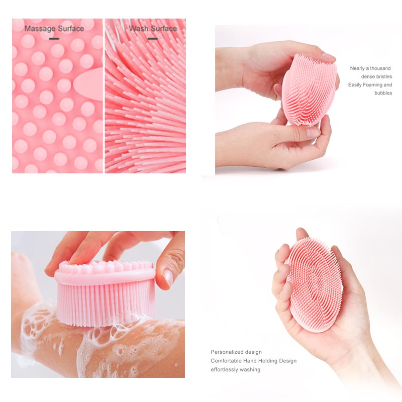 Silicona Cuerpo Scrubber Loofah Exfoliante Cepillo de baño corporal Cepillo de mueca paraniños sensibles Mujeres Hombres todo piel